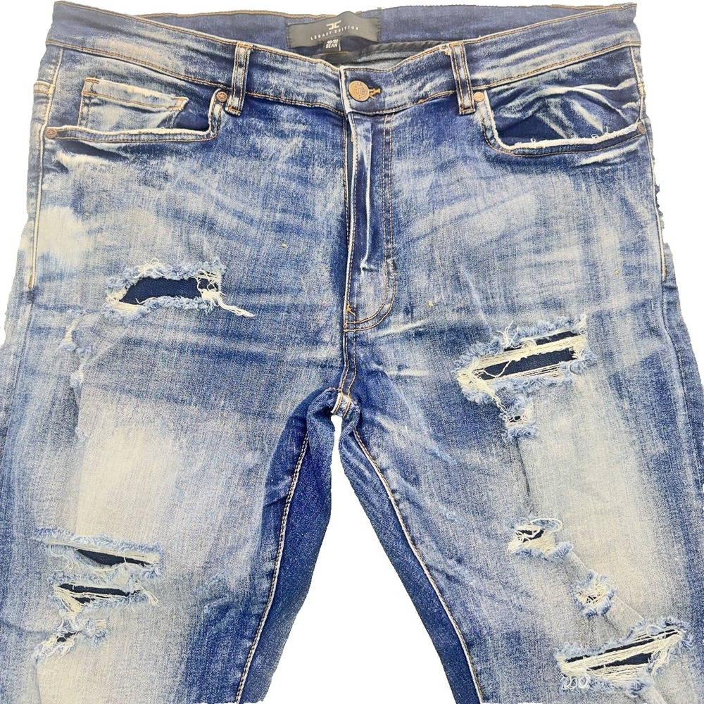 Jordan Craig Sean Jeans 40x32 Distressed Stretch Ripped Slim Tapered Denim